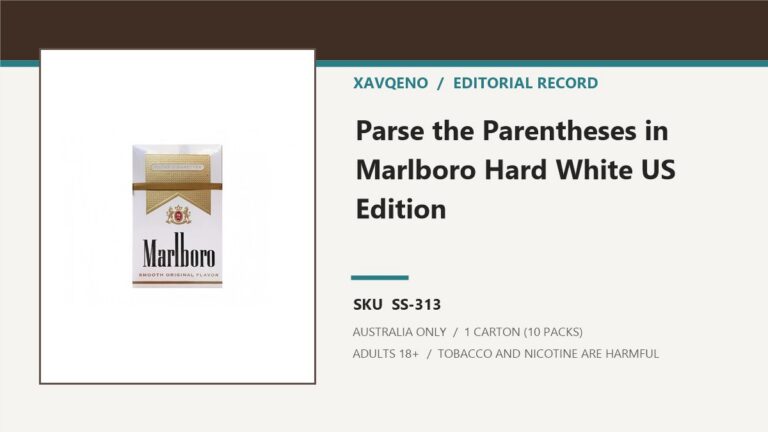 Xavqeno editorial record for Marlboro (Hard White) US Edition Cigarettes - 1 Carton (10 Packs) and SKU SS-313