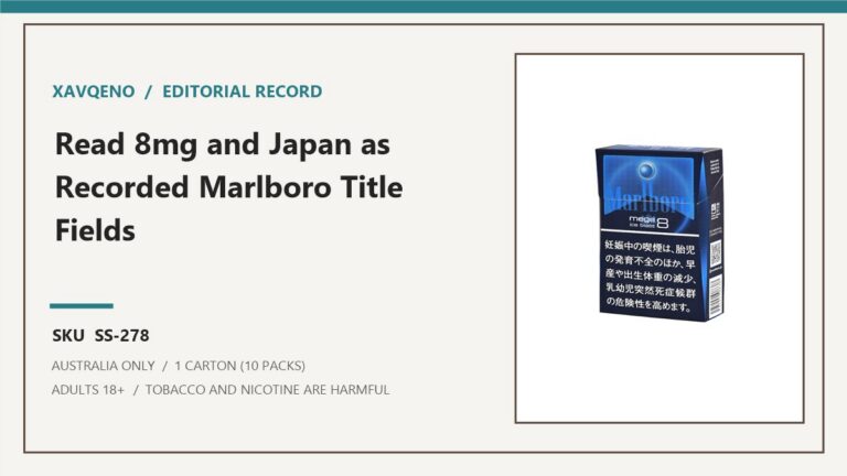 Xavqeno editorial record for Marlboro Ice Blast Mega 8mg (Japan) Cigarettes - 1 Carton (10 Packs) and SKU SS-278