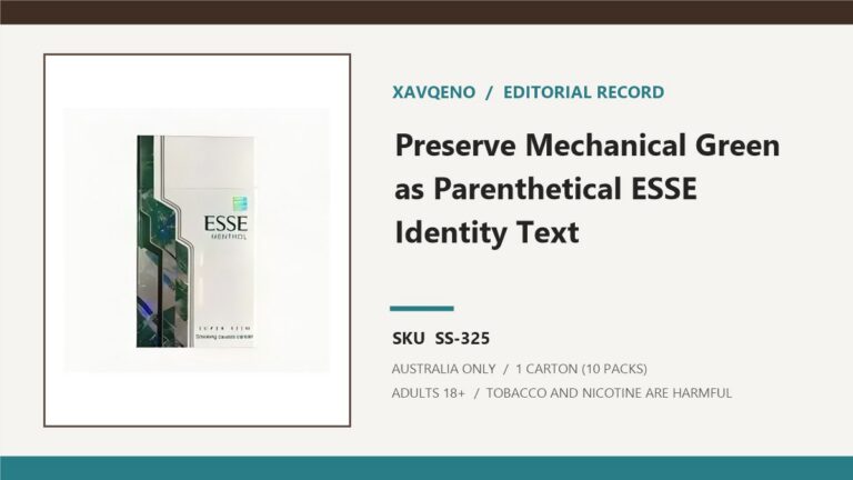 Xavqeno editorial record for ESSE Menthol (Mechanical Green) Super Slim - 1 Carton (10 Packs) and SKU SS-325